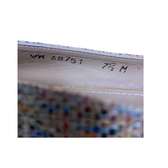 Stuart Weitzman Multicolor Geometric Woven Texture Kitten Heels 7.5 - Picture 7 of 10